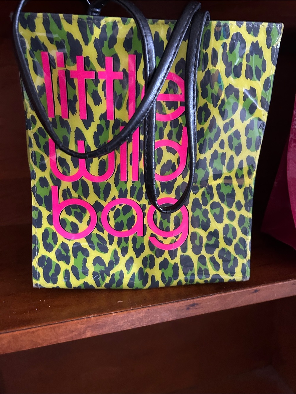 Bloomingdale’s Yellow wGreen Leopard Print Tote Bag with Pink Logo